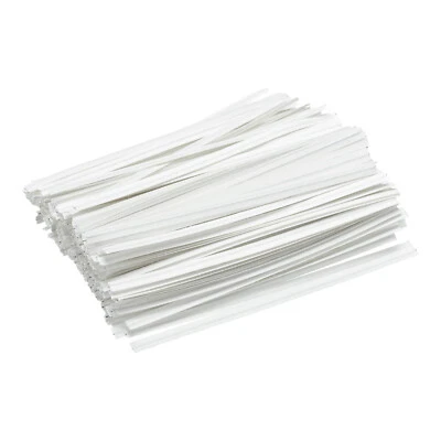 300 Pcs 4" Kraft Paper Twist Ties for Bread Candy Treat Bag, White Foto 1 de 4