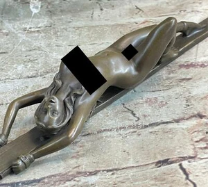 Nude Girl Tied Up Handcuffed Fetish REAL BRONZE Statue Sculpture Art Figure NR - Picture 1 of 10