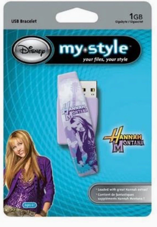 Hannah Montana 1gb usb flash drive Bracelet. Rare - NIP - Loaded W/ HM CONTENT - Image 1 of 4
