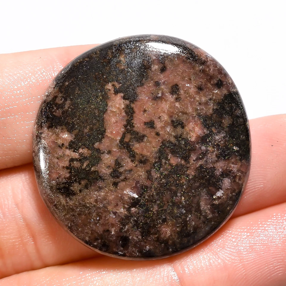 Piedra preciosa suelta cabujón de forma redonda de rodonita natural 66,5 quilates 33x33x5 mm GC-16719 Foto 1 de 1