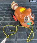 Vintage Fisher-Price Waschbär Zugspielzeug #172 Quäker Hafer Co 1979 mit Originalschnur