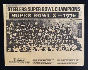 Vintage 1975 Pittsburgh Steelers NFL Super Bowl X Champions Team Photo Poster