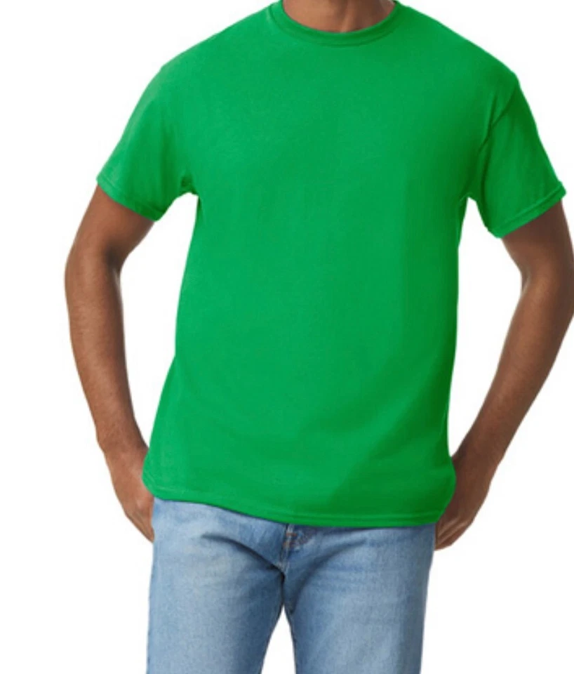 Gildan Mens Short Sleeve Cotton Crew Neck T-Shirt 5000 Lime Green Medium