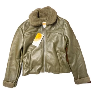 Girls Green Bomber Jacket Size 14 Youth - Picture 1 of 4