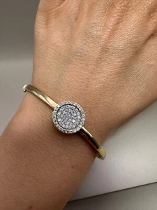 Juego de brazalete de pavé de corte brillante cultivado en laboratorio de 1,00 quilates de oro amarillo de 9 quilates LGSL81 - Imagen 1 de 23