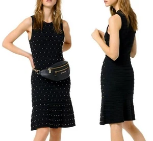 Michael Kors Dress Jersey Dress/Knit Dress with Studs Black Size S/36 New - Picture 1 of 8