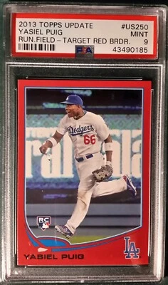 2013 TOPPS UPDATE TARGET RED BORDER YASIEL PUIG ROOKIE CARD #US250 PSA 9  - Image 1 of 2