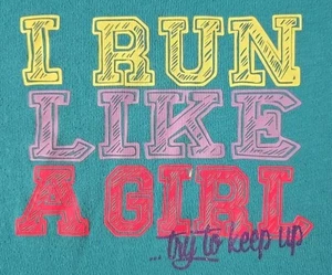 JK Tech Maglietta Ragazze Corri Come Una Ragazza Prova a Keep Up Rosa Teal Ragazze Medie M  - Foto 1 di 4