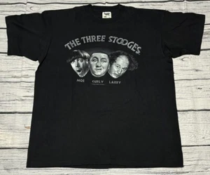 Vintage 1997 The Three Stooges Black T Shirt Adult Size XL Curly Larry Moe Black - Picture 1 of 10
