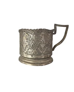 Portabicchieri da tè russo? Art Filigree argento 3"" alto 2,5"" largo GUC - Foto 1 di 4