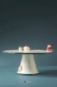 Anthropologie Holifaye Ceramic Stoneware Cake Stand Christmas Holiday - Picture 1 of 3