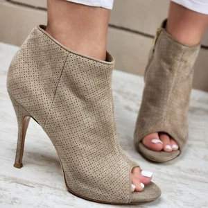 Gianvito Rossi Peforrated Suede Ankle Booties Heels Shoes £545 EU 38,5 UK 5,5 - Bild 1 von 16