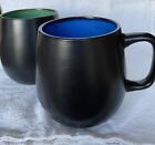 Coffee mug set of 2 Gibson Home black 20 oz mugs with colored interior. Big mugs