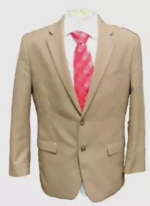 Chaps Blazer Mens 40R Beige & Brown Small Houndstooth Sport Coat Polyester Blend - Picture 1 of 13