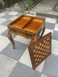 Casa Padrino Barock Spieltisch mit Schach & Backgammon Dunkelbraun / Messing - Bild 1 von 3