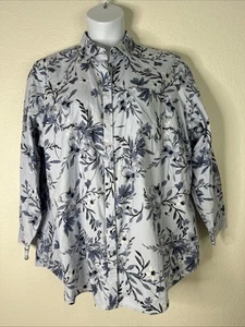 Coldwater Creek Womens Plus Size 2X Blue Floral Button-Up Shirt Long Sleeve - Picture 1 of 7
