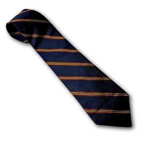 Ashford & Brooks Vintage 100% Silk Tie Handmade Navy Blue Repp Stripes - Picture 1 of 5