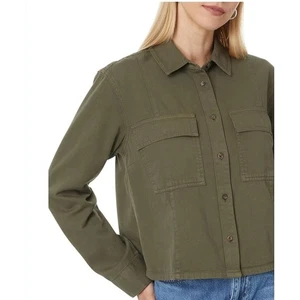 NWT Madewell Jacket Pintucked Long Sleeve Chino Faded Ivy Green Cotton Medium - Picture 1 of 8
