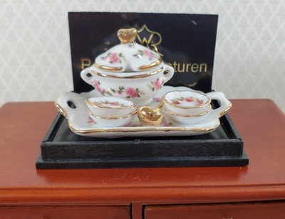 Dollhouse Soup Tureen with Bowls by Reutter Porcelain Lisa Design 1:12 Scale