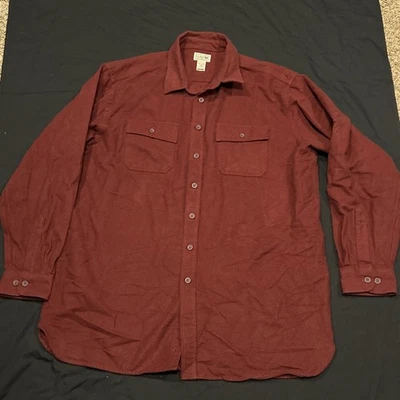 ll bean button-up long sleeve shirt  flannel 100% cotton Maroon mens XXLT A43 - Image 1 of 3