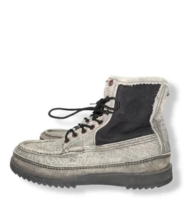 Vtg Rare RUSSELL MOCCASIN CO Lace-Up  Safari Boots 7512 B Gray Black Sz 7 LNWOB - Picture 1 of 11