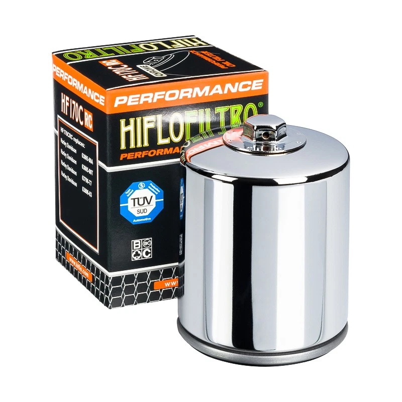 Hiflofiltro HF170CRC Chrome Racing Oil Filter Harley-Davidson Motorcycle - Image 1 of 1