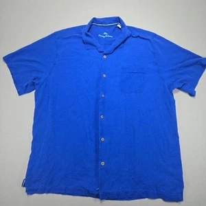 Tommy Bahama 100% Silk Shirt Blue Button Down Short Sleeve marlin logo Mens 2XLT - Bild 1 von 9