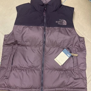 The North Face Women Eco Nuptse Vest Maroon Purple / Root Brown XL BNWT - Picture 1 of 19