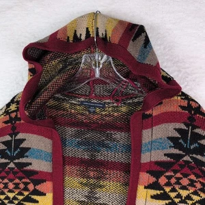 American Eagle offene Strickjacke mit Kapuze Pullover Fransen Azteken Southwestern Gr. Medium - Bild 1 von 10
