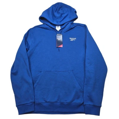 Reebok Fleece Hoodie Mens Medium Blue Sweatshirt Identify Small Logo $50 NEW - Image 1 of 4