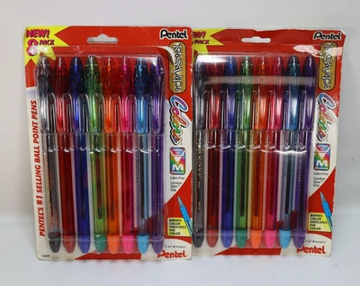 2 Pack Set of 8 Pentel RSVP Ballpoint Pen 1.0mm Medium Line Assorted Ink Mexico - Image 1 of 4