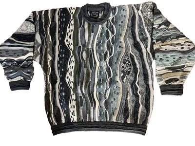 Vintage COOGI 100% Wool Green Grey Beige Turquoise Knit Sweater Brand New SZ S M - Image 1 of 4