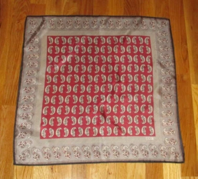 Cachecol quadrado vintage ECHO marrom cinza preto paisley 100% seda 21" Japão - Imagem 1 de 3