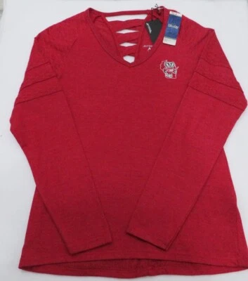 Wisconsin Badgers Women's Dark Red Heather V-Neck Top Size XXL - Image 1 of 4