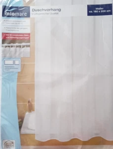 Duschvorhang 180 x 200 weiß waschbar 12 Ösen Befestigungsringe Bad - Bild 1 von 1