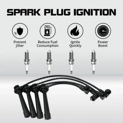 27400-2X140 4 Spark Plug Wire+4 Plug for Kia Rio 2001-2005 1.5 1.6 1594CC 1493CC Foto 1 de 4