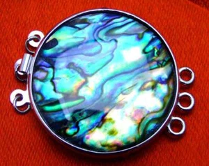 Cáscara redonda multicolor de abulón natural de 32 mm broche de 3 hebras para fabricación de joyas - Imagen 1 de 4