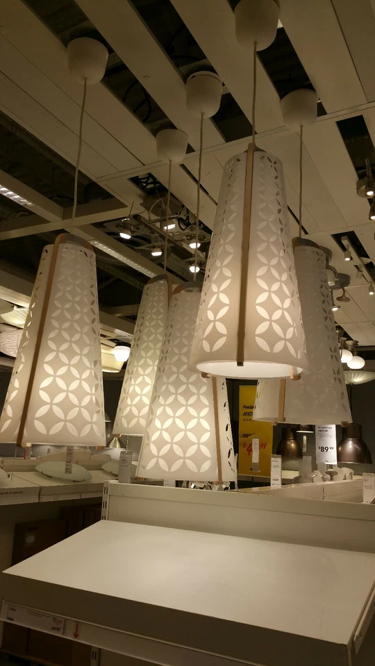 Lámpara Colgante IKEA Torna LUZ DE TECHO Lámpara Moderna BLANCA con Madera de Abedul MCM Foto 1 de 1