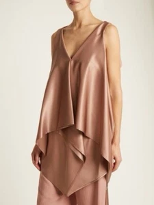 SIES MARJAN Women’s April Silk Draped Blouse In Putty NWT Size 2 Lagenlook - Picture 1 of 10