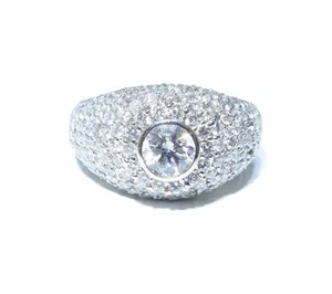 Mens 18k White Gold Round Cut White Diamond 3.85ct H Color Diamond Ring - Picture 1 of 9