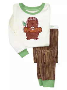 NWT Baby Gap Boys Busy Beaver 2pc Pajamas 3 Toddler - Picture 1 of 1