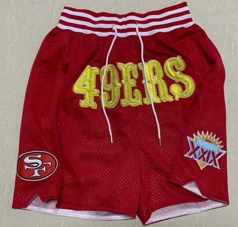 San Francisco 49ers red stitched Pants basketball football shorts size S-3XL Cover