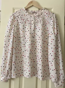 Review Size 16 Blouse Top Confetti Spot Polka Dot Cream - Picture 1 of 12