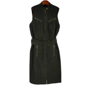 Lauren Jeans Co Ralph Lauren Brown Denim Dress Zip Up Sleeveless Size 8 New $169 - Picture 1 of 10