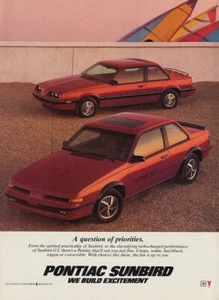 1986 Pontiac sunbird Car vintage 1-page MAGAZINE AD - Bild 1 von 1