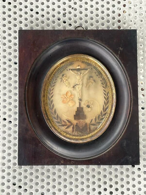 Reliquaire ancien Napoléon III 1850,ex Voto,Reliquary,art religieux,art popular - Photo 1/4