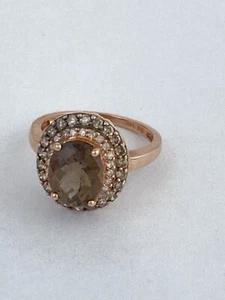 EFFY Ring, White Grey Diamonds, smoky gemstone, ,14k Rose Gold  - Picture 1 of 7