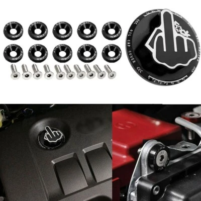 Screw-In Middle Finger Engine Fuel Oil Filler Tank Cap Cover Engine Bay Dress Up - Image 1 of 4