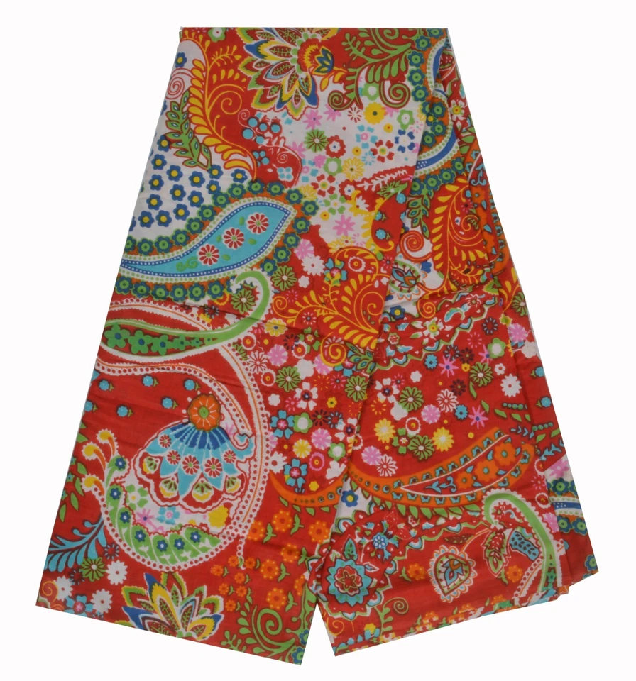 Hermosa tela de costura artesanal de gasa naranja con estampado de bloques de algodón indio de 5 yardas Foto 1 de 4