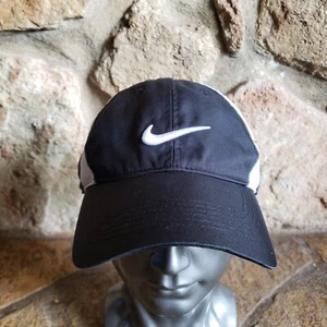 Nike Golf Black White Center Swoosh Lightweight Adjustable Strapback Cap OS - Picture 1 of 7
